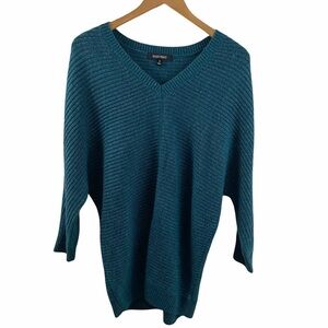 Ellen Tracy Heather Teal Knit Pullover Sweater S